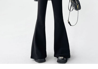 High Waist Plain Flared Dress Pants (Various Designs)