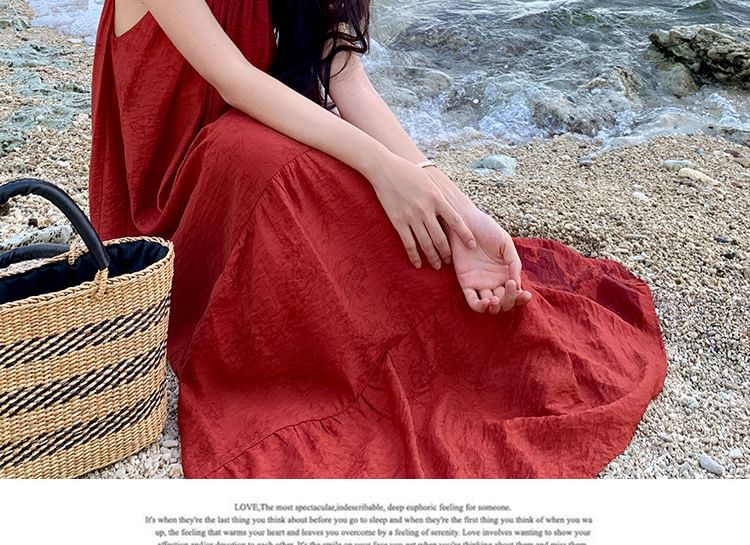Sleeveless Solid Maxi Flared Dress
