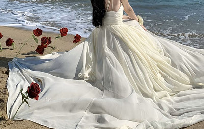 Thin Strap V-Neck Solid Flowing Maxi Dress