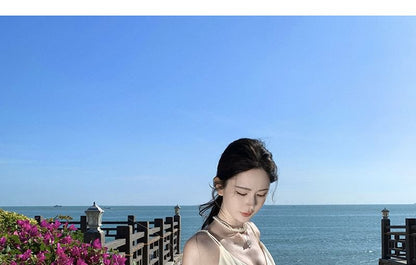 Thin Strap V-Neck Solid Flowing Maxi Dress