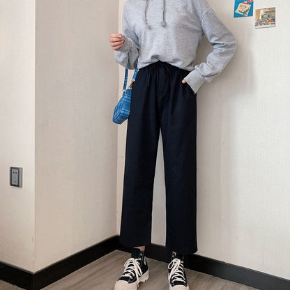 High Rise Plain Wide Leg Cargo Pants