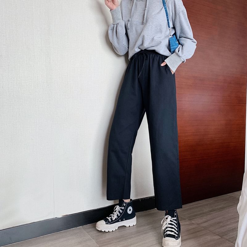 High Rise Plain Wide Leg Cargo Pants