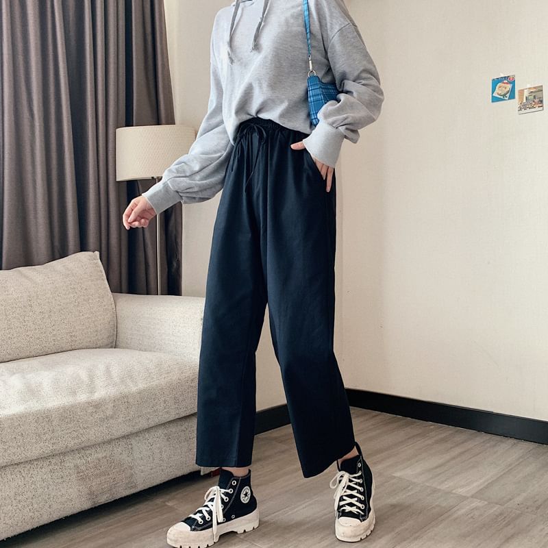 High Rise Plain Wide Leg Cargo Pants