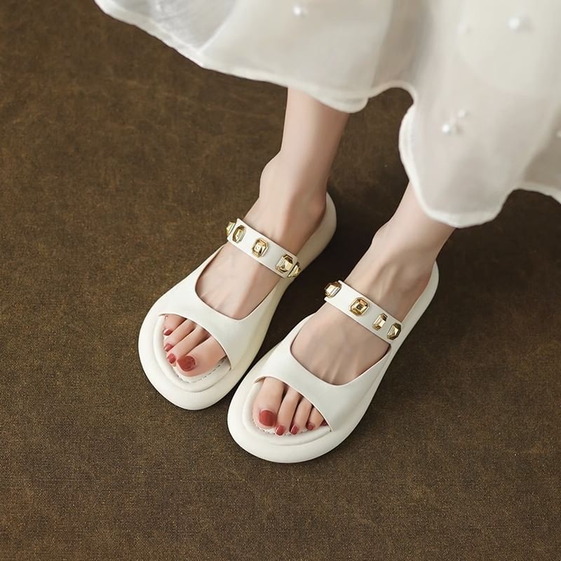 Platform Studded Slide Sandals