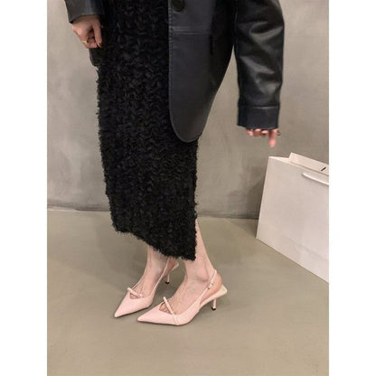 Pointy High Heel Bow Slingback Sandals