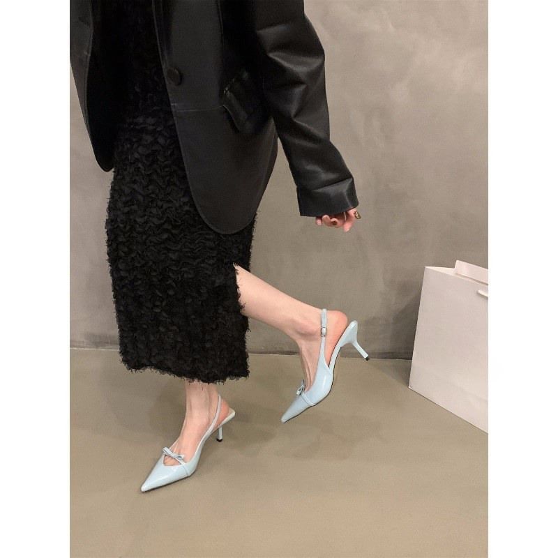 Pointy High Heel Bow Slingback Sandals