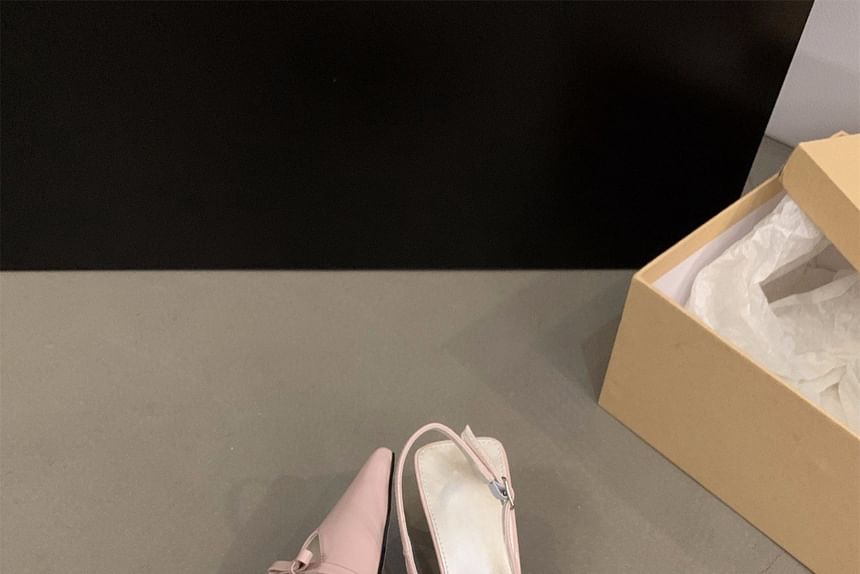 Pointy High Heel Bow Slingback Sandals
