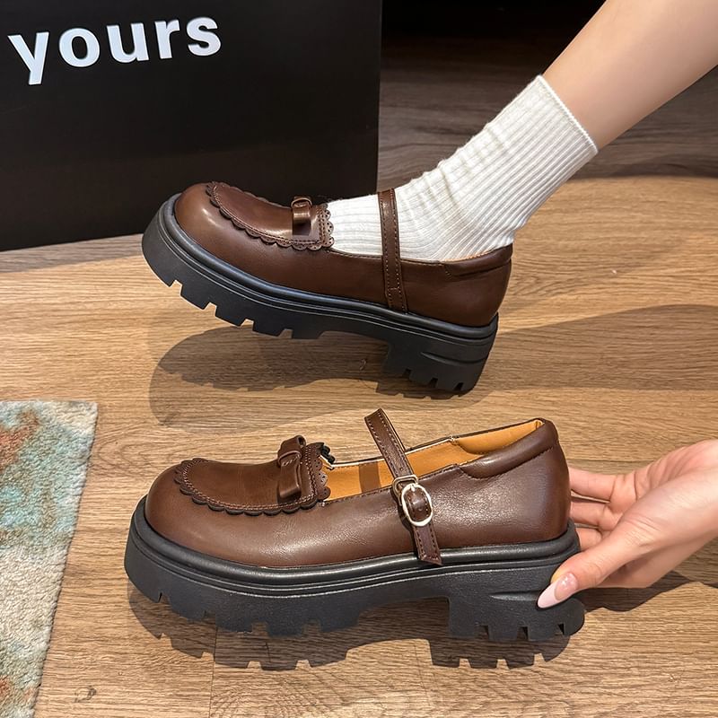 Platform Bow Mary Jane Shoes