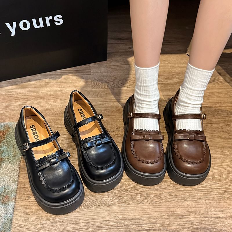 Platform Bow Mary Jane Shoes