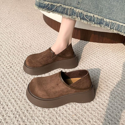 Platform Faux Suede Slip Ons