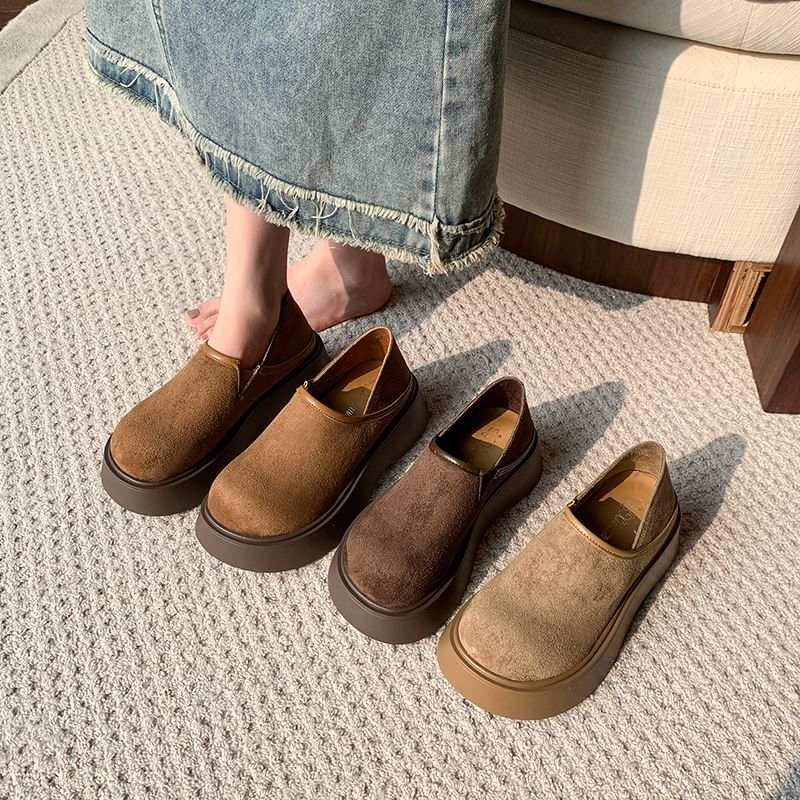 Platform Faux Suede Slip Ons