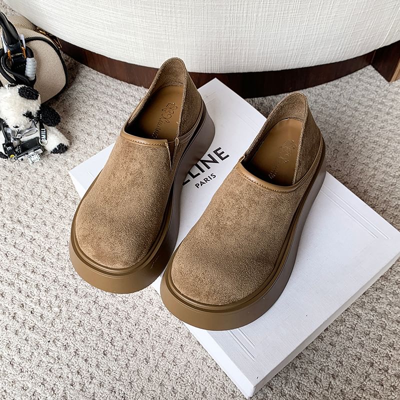 Platform Faux Suede Slip Ons