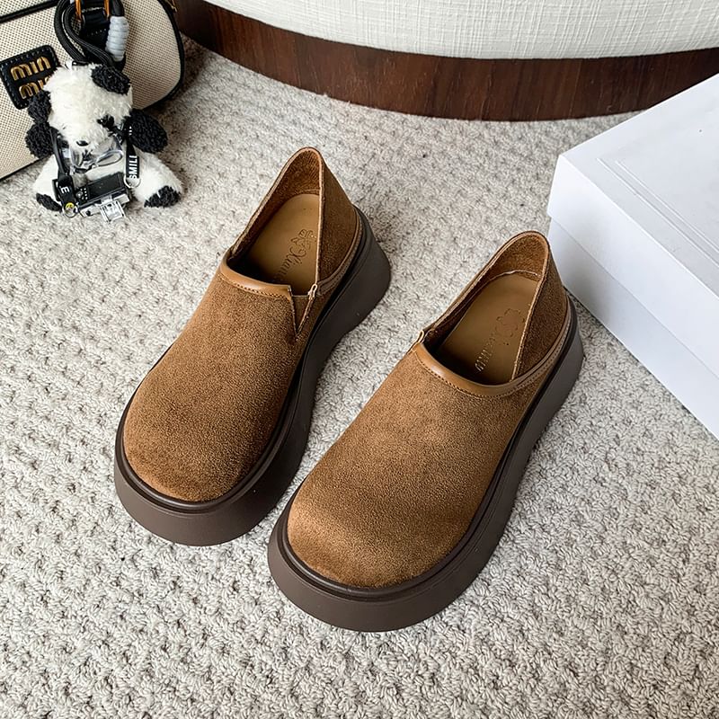 Platform Faux Suede Slip Ons
