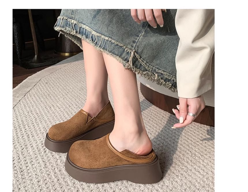 Platform Faux Suede Slip Ons