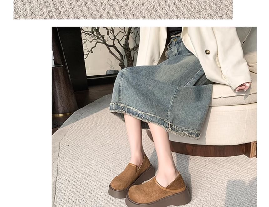 Platform Faux Suede Slip Ons