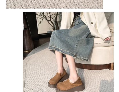 Platform Faux Suede Slip Ons