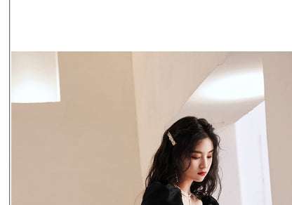 Square A-Line Evening Gown Maxi Sleeve Puff Plain Neck