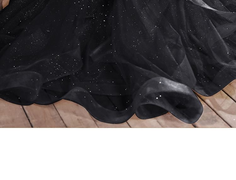 Off The Shoulder Plain Velvet Glitter A-Line Evening Gown