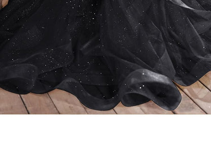 Off The Shoulder Plain Velvet Glitter A-Line Evening Gown