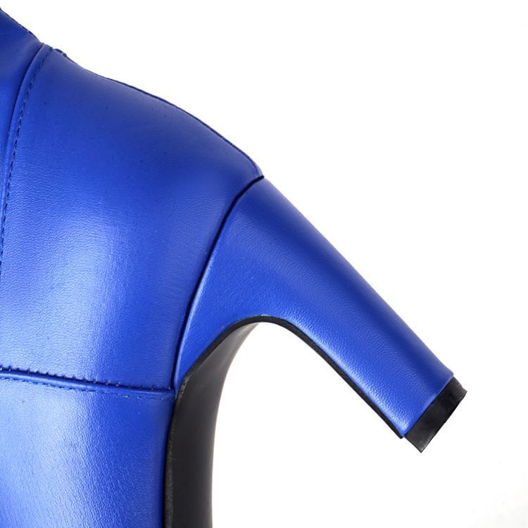 High Heel Plain Faux Leather Tall Boots