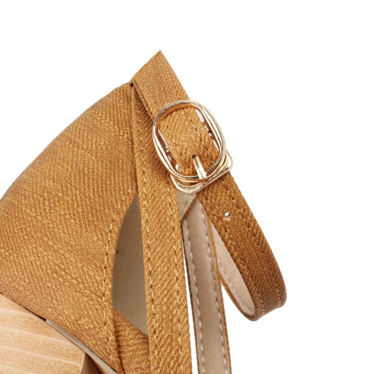 Chunky Heel Ankle Strap Studded Buckled Sandals