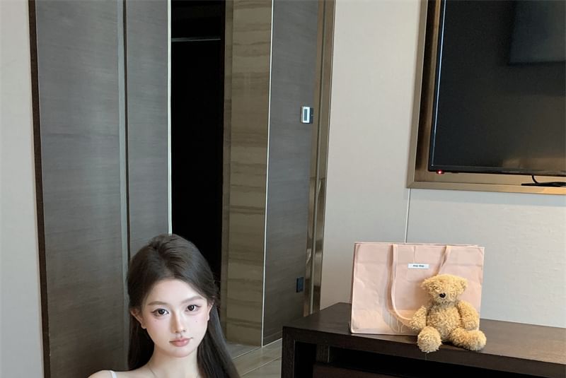 Plain Ruffle Asymmetrical Cami Top