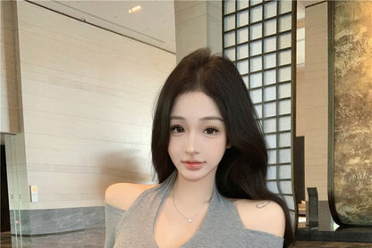 Cold-Shoulder Long-Sleeve Plain Tee