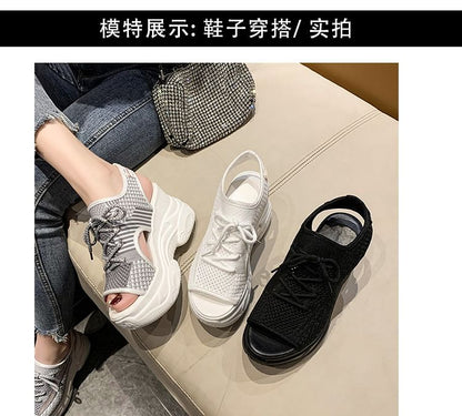 Platform Cutout Peep-Toe Sneakers