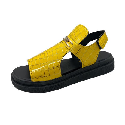 Croc Grain Buckled Sandals