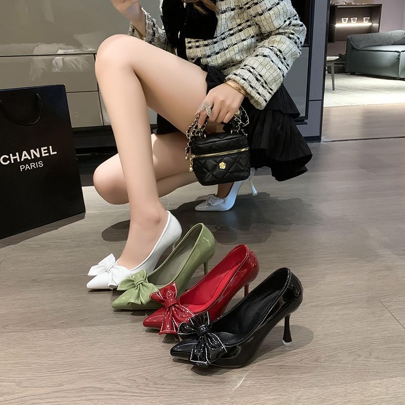 Pointy Bow High Heel Pumps