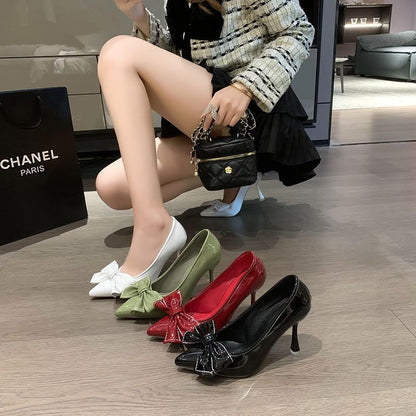 Pointy Bow High Heel Pumps