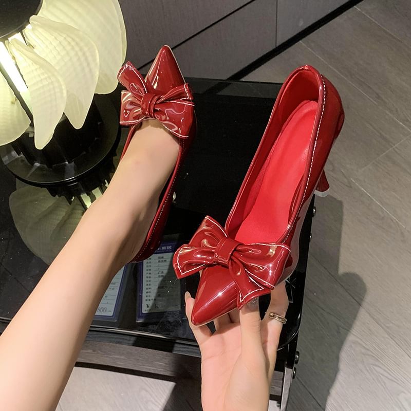 Pointy Bow High Heel Pumps