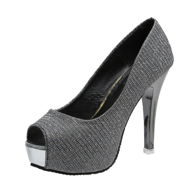 Glitter Peep-Toe Platform Stiletto Heel Pump