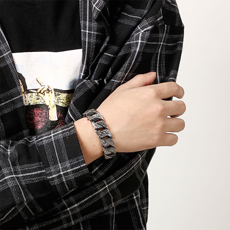 Debossed Stainless Steel Bracelet