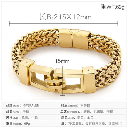 Double Curb Cuban Link Bracelet in Steel
