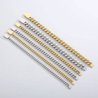 Cuban Link Chain Necklace and Bracelet Set