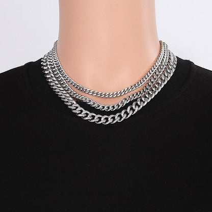 Cuban Link Chain Necklace and Bracelet Set