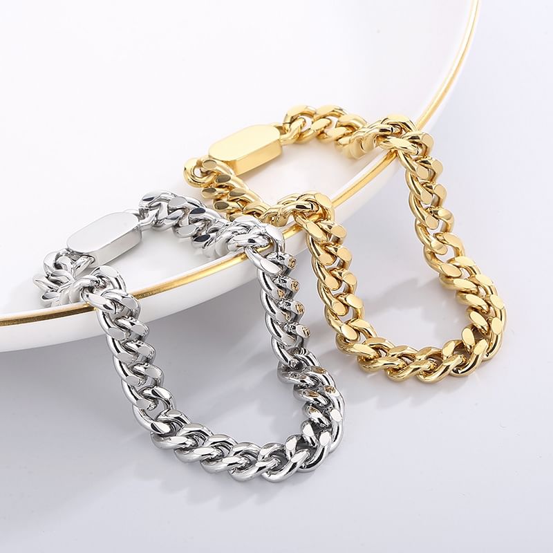Cuban Link Chain Necklace and Bracelet Set