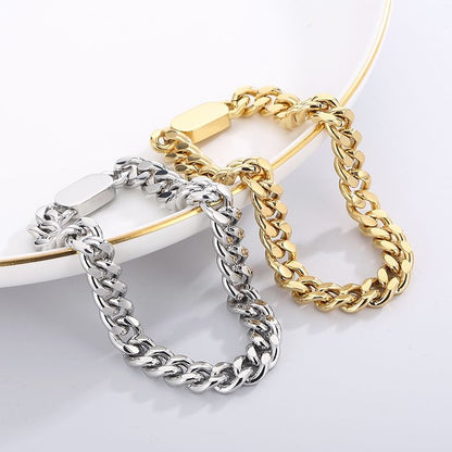 Cuban Link Chain Necklace and Bracelet Set