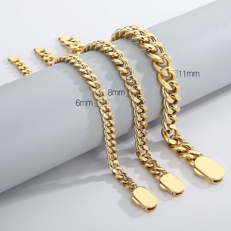 Cuban Link Chain Necklace and Bracelet Set