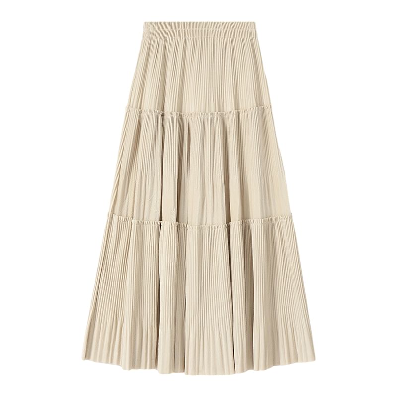 High Rise Midi A-Line Velvet Skirt