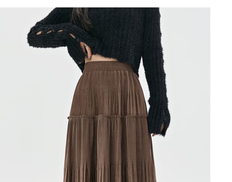 High Rise Midi A-Line Velvet Skirt