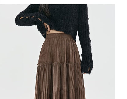 High Rise Midi A-Line Velvet Skirt