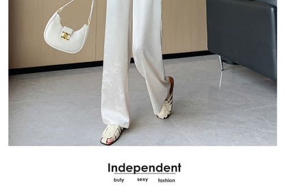 High Waist Bamboo Jacquard Wide Leg Pants (Various Designs)