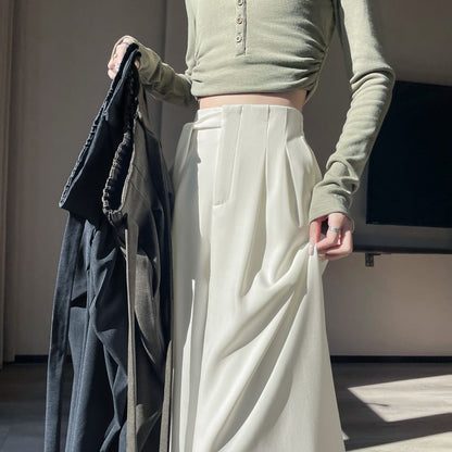 High Rise Asymmetrical Plain Wide Leg Pants (Various Designs)