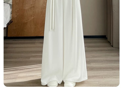 High Rise Asymmetrical Plain Wide Leg Pants (Various Designs)