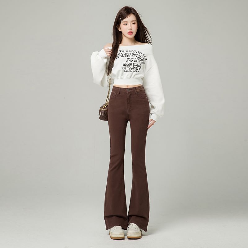 High Waist Washed Bootcut Jeans (Various Designs)