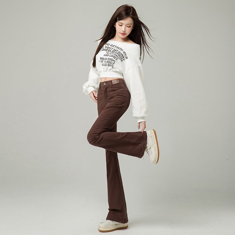 High Waist Washed Bootcut Jeans (Various Designs)