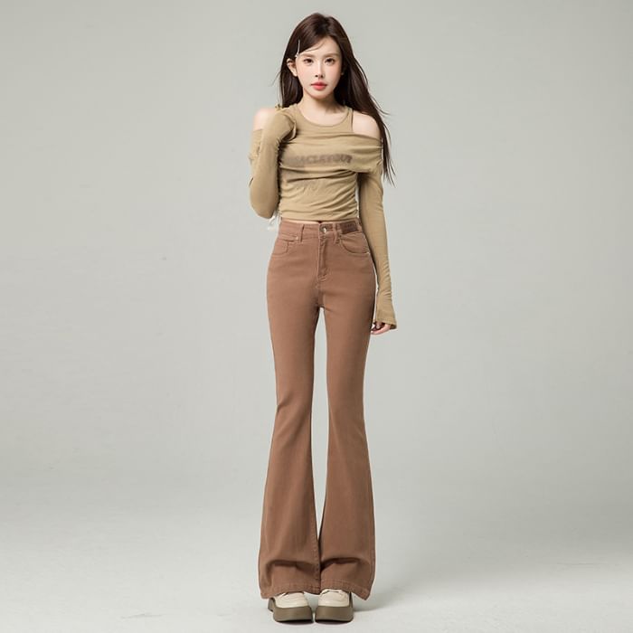 High Waist Washed Bootcut Jeans (Various Designs)