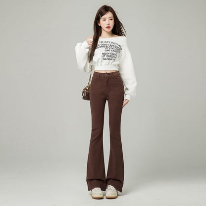 High Waist Washed Bootcut Jeans (Various Designs)